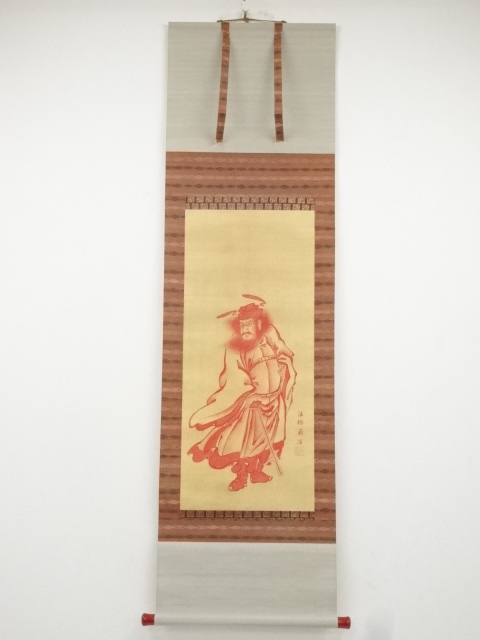 JAPANESE HANGING SCROLL / HAND PAINTED / RED SHOKI THE DEMON QUELLER / EDO ERA
